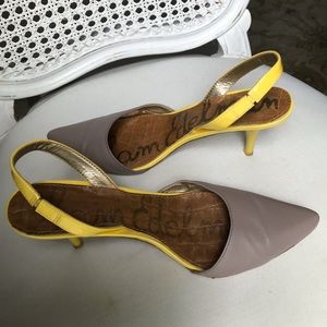 Sam Edelman Slingback Heels Beige & Yellow Back 8